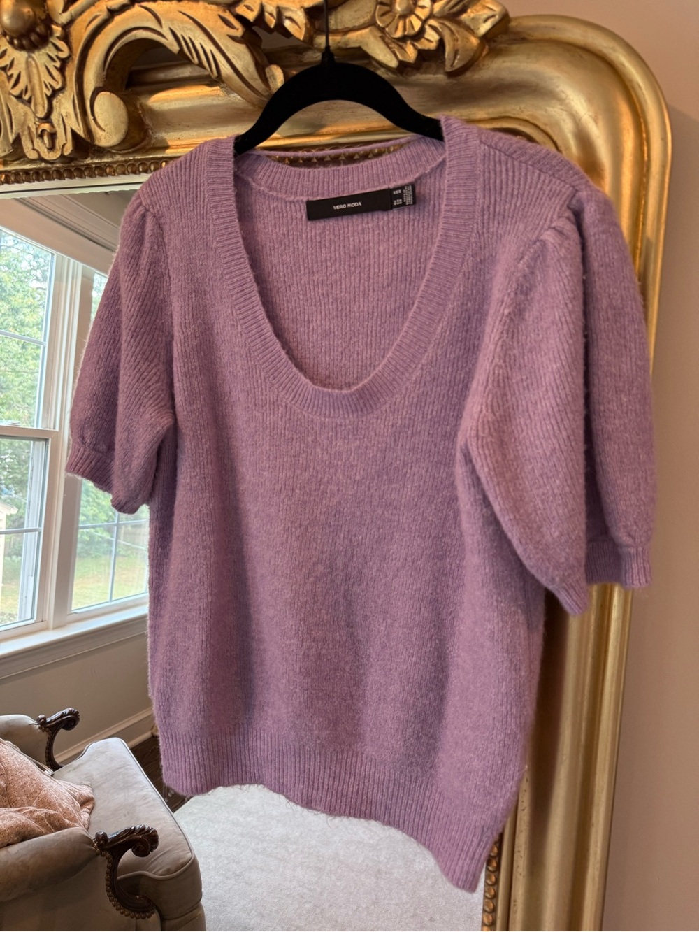 Vero Moda Lavender Short-Sleeve V-Neck Sweater